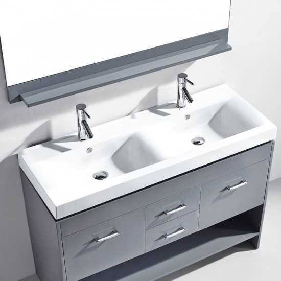 Gloria 48" Double Bath Vanity in Gray and Square Sinks and Matching Mirror