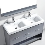 Gloria 48" Double Bath Vanity in Gray and Square Sinks with Brushed Nickel Faucets and Matching Mirror