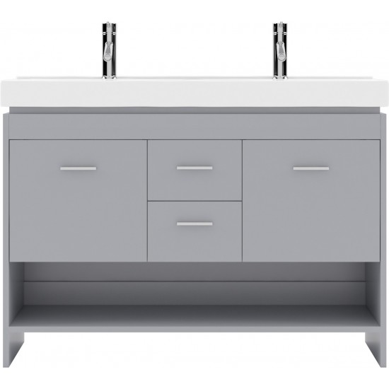 Gloria 48" Double Bath Vanity in Gray and Square Sinks