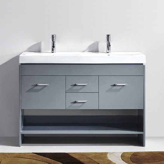 Gloria 48" Double Bath Vanity in Gray and Square Sinks