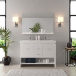 Gloria 48" Double Bath Vanity in White and Square Sinks with Brushed Nickel Faucets and Matching Mirror