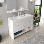 Gloria 48" Double Bath Vanity in White and Square Sinks with Brushed Nickel Faucets and Matching Mirror