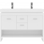 Gloria 48" Double Bath Vanity in White and Square Sinks