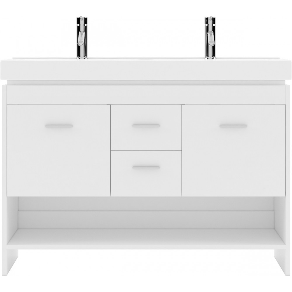 Gloria 48" Double Bath Vanity in White and Square Sinks