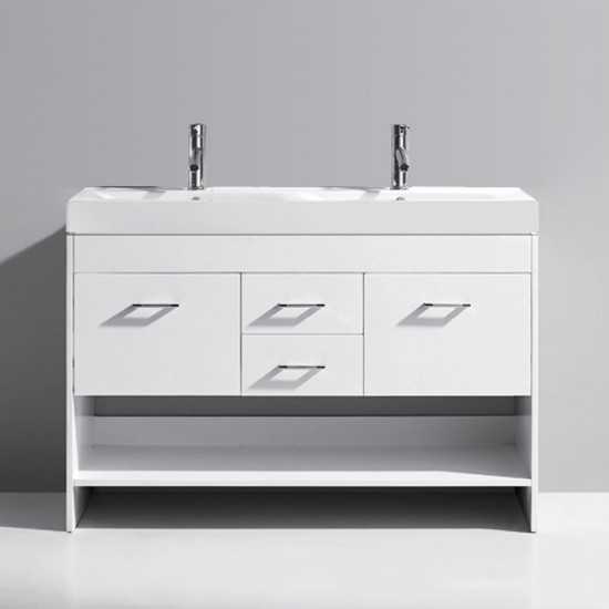 Gloria 48" Double Bath Vanity in White and Square Sinks