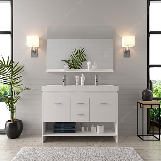 Gloria 48" Double Bath Vanity in White and Square Sinks