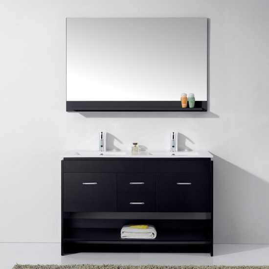 Gloria 48" Double Bath Vanity in Espresso and Square Sinks and Matching Mirror