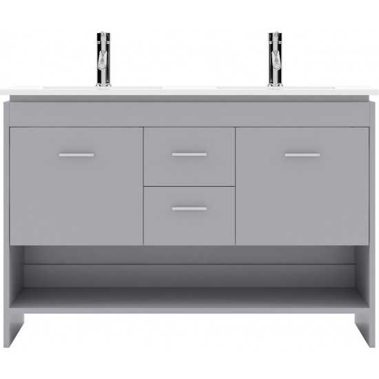 Gloria 48" Double Bath Vanity in Gray and Square Sinks