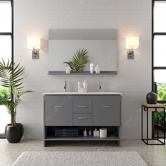 Gloria 48" Double Bath Vanity in Gray and Square Sinks