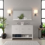 Gloria 48" Double Bath Vanity in White and Square Sinks and Matching Mirror