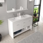 Gloria 48" Double Bath Vanity in White and Square Sinks and Matching Mirror