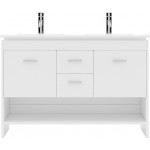 Gloria 48" Double Bath Vanity in White and Square Sinks