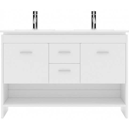 Gloria 48" Double Bath Vanity in White and Square Sinks