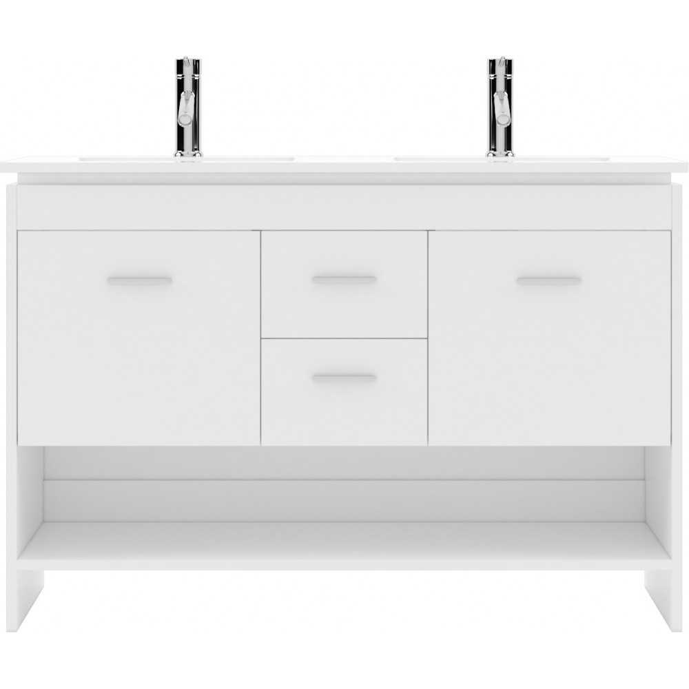 Gloria 48" Double Bath Vanity in White and Square Sinks