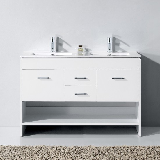 Gloria 48" Double Bath Vanity in White and Square Sinks