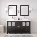 Bradford 60" Double Bath Vanity in Espresso with White Engineered Stone Top and Matching Mirror