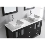 Bradford 60" Double Bath Vanity in Espresso with White Engineered Stone Top and Matching Mirror