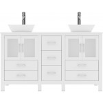 Bradford 60" Double Bath Vanity in White with White Engineered Stone Top