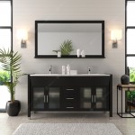 Ava 63" Double Bath Vanity in Espresso with White Engineered Stone Top and Round Sinks