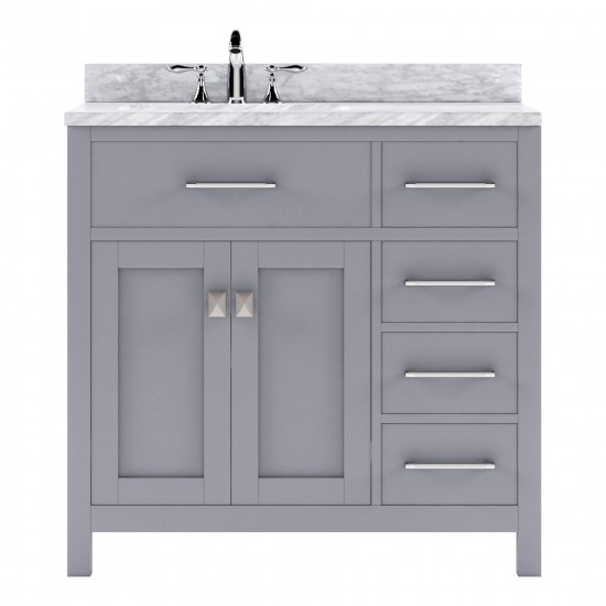 Caroline Parkway 36" Single Bath Vanity in Gray with White Marble Top and Round Sink