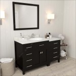 Caroline Parkway 57" Single Bath Vanity in Espresso with White Quartz Top and Round Sink and Matching Mirror