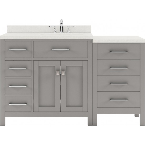 Caroline Parkway 57" Single Bath Vanity in Cashmere Gray with White Quartz Top and Square Sink