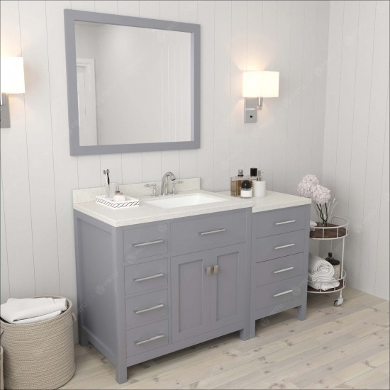 Caroline Parkway 57" Single Bath Vanity in Gray with White Quartz Top and Square Sink