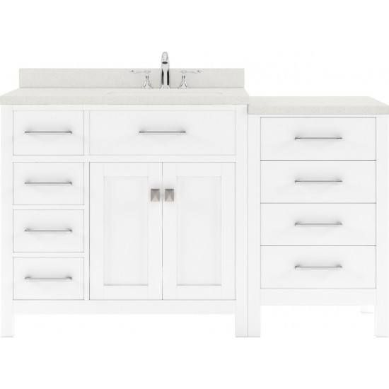 Caroline Parkway 57" Single Bath Vanity in White with White Quartz Top and Square Sink