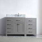 Caroline Parkway 57" Single Bath Vanity in Cashmere Gray with White Marble Top and Round Sink with Polished Chrome Faucet