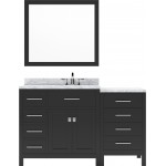 Caroline Parkway 57" Single Bath Vanity in Espresso with White Marble Top and Round Sink and Matching Mirror