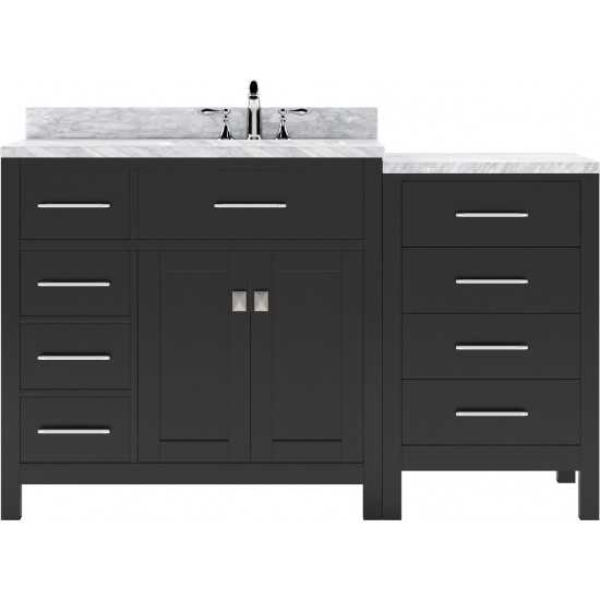 Caroline Parkway 57" Single Bath Vanity in Espresso with White Marble Top and Round Sink