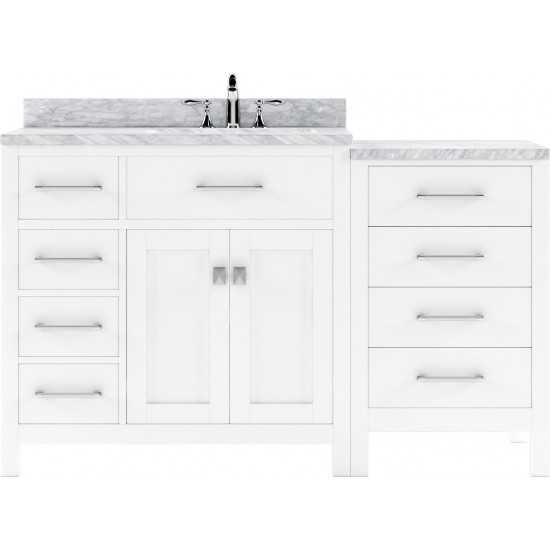 Caroline Parkway 57" Single Bath Vanity in White with White Marble Top and Square Sink