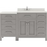 Caroline Parkway 57" Single Bath Vanity in Cashmere Gray with White Quartz Top and Round Sink