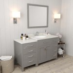 Caroline Parkway 57" Single Bath Vanity in Cashmere Gray with White Quartz Top and Round Sink