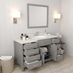 Caroline Parkway 57" Single Bath Vanity in Cashmere Gray with White Quartz Top and Round Sink