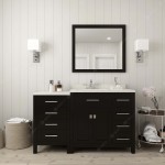 Caroline Parkway 57" Single Bath Vanity in Espresso with White Quartz Top and Round Sink with Brushed Nickel Faucet and Mirro