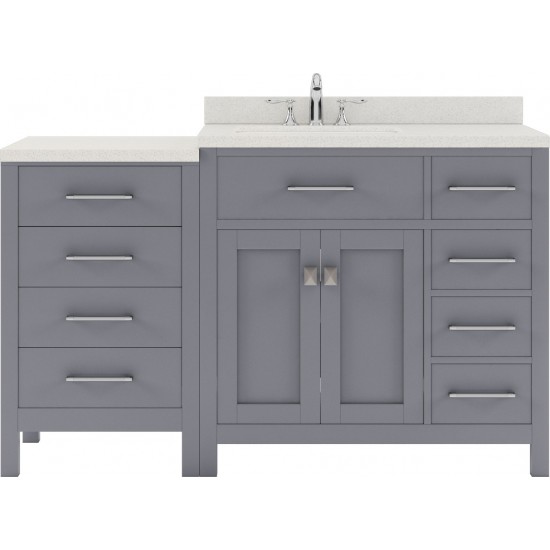 Caroline Parkway 57" Single Bath Vanity in Gray with White Quartz Top and Round Sink