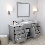 Caroline Parkway 57" Single Vanity in Cashmere Gray with White Marble Top and Round Sink with Brushed Nickel Faucet and Mirro