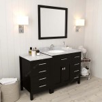 Caroline Parkway 57" Single Bath Vanity in Espresso with White Marble Top and Round Sink with Brushed Nickel Faucet and Mirro
