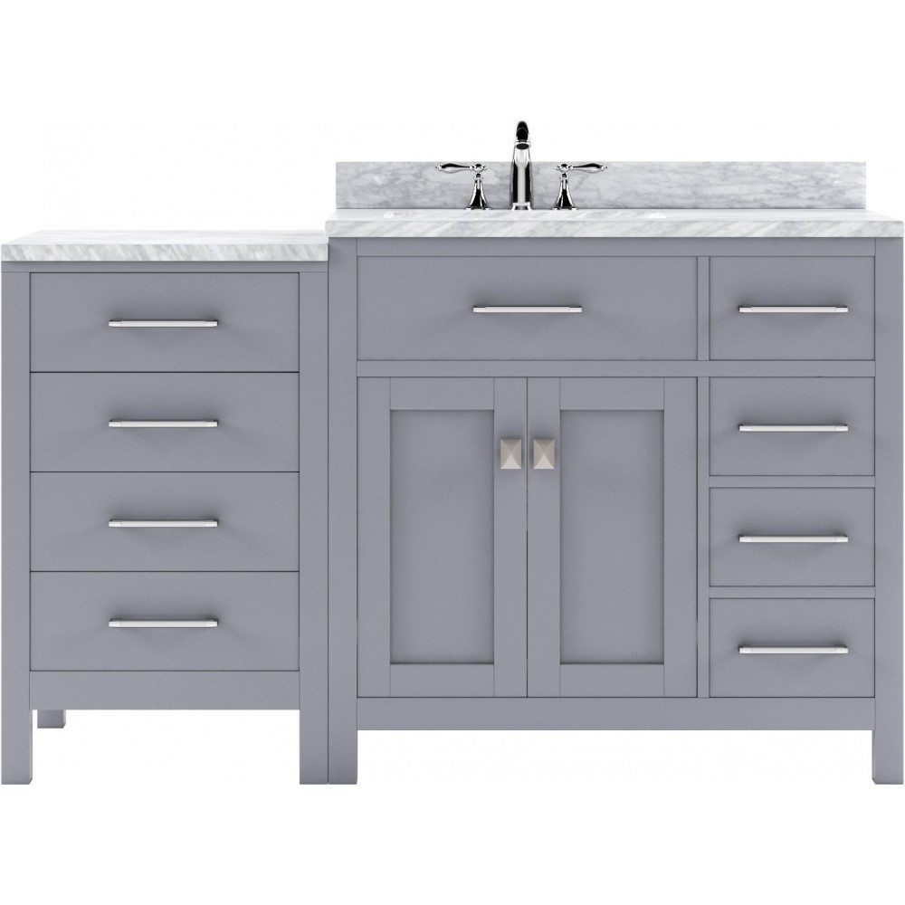 Caroline Parkway 57" Single Bath Vanity in Gray with White Marble Top and Round Sink