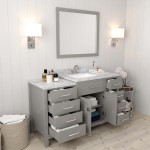 Caroline Parkway 57" Single Bath Vanity in Cashmere Gray with White Marble Top and Square Sink and Matching Mirror