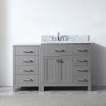 Caroline Parkway 57" Single Bath Vanity in Cashmere Gray with White Marble Top and Square Sink with Polished Chrome Faucet