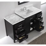 Caroline Parkway 57" Single Bath Vanity in Espresso with White Marble Top and Square Sink with Brushed Nickel Faucet and Mirr