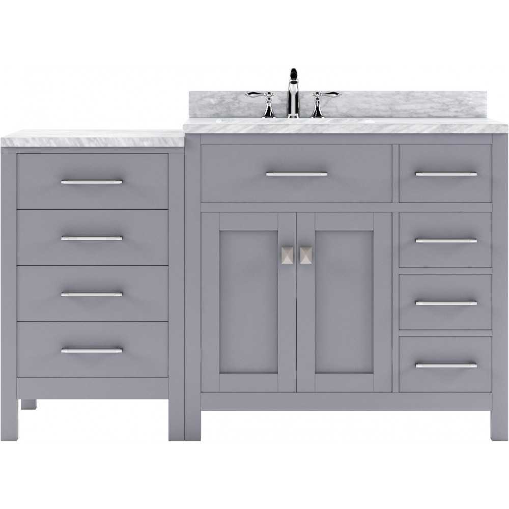 Caroline Parkway 57" Single Bath Vanity in Gray with White Marble Top and Square Sink