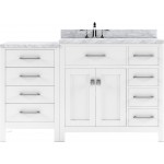 Caroline Parkway 57" Single Bath Vanity in White with White Marble Top and Square Sink