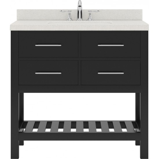 Caroline Estate 36" Single Bath Vanity in Espresso with White Quartz Top and Round Sink