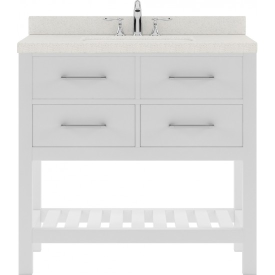 Caroline Estate 36" Single Bath Vanity in White with White Quartz Top and Round Sink