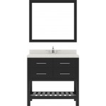 Caroline Estate 36" Single Bath Vanity in Espresso with White Quartz Top and Square Sink and Matching Mirrors