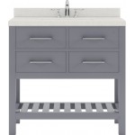Caroline Estate 36" Single Bath Vanity in Gray with White Quartz Top and Square Sink