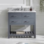 Caroline Estate 36" Single Bath Vanity in Gray with White Marble Top and Round Sink